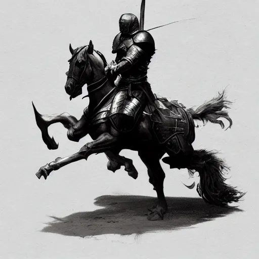 Prompt: knight riding a horse by frank frazetta, dynamic pose, chiaroscuro, fantasy, very detailed, dungeons & dragons, sharp focus, striking, artstation contest winner, detailed