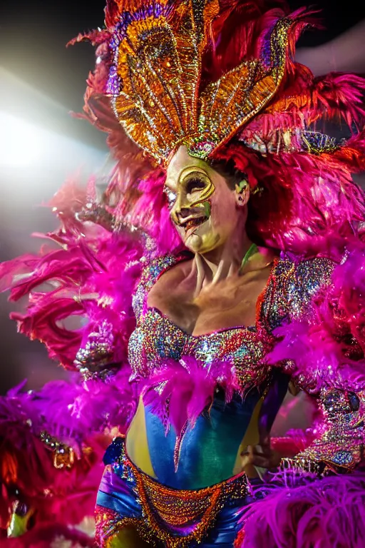 Image similar to a woman dancing in the carnaval in rio de janeiro. dramatic lighting. full body. detailed. pretty artistic. sharp focus