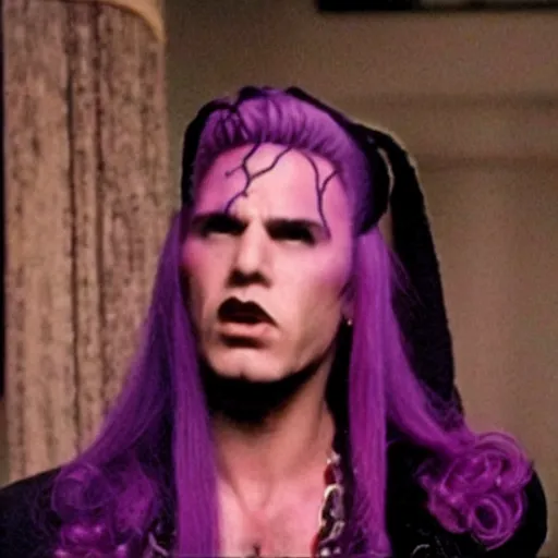 Image similar to a film still of Diavolo with purple hair from Jojo in Goodfellas(1990)