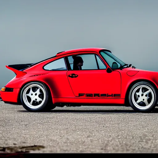 Prompt: photo of a a flying porsche 9 6 4