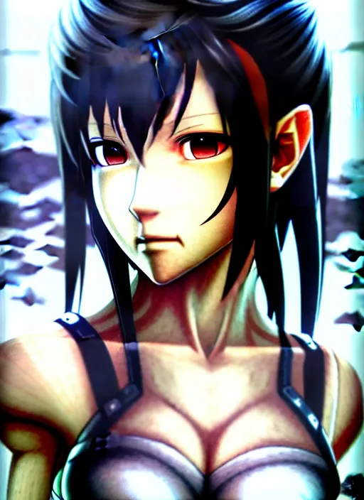 Image similar to a portrait of tifa an ultrafine detailed painting, detailed painting, detailed eyes!!, final fantasy octopath traveler lovecraft ghibly