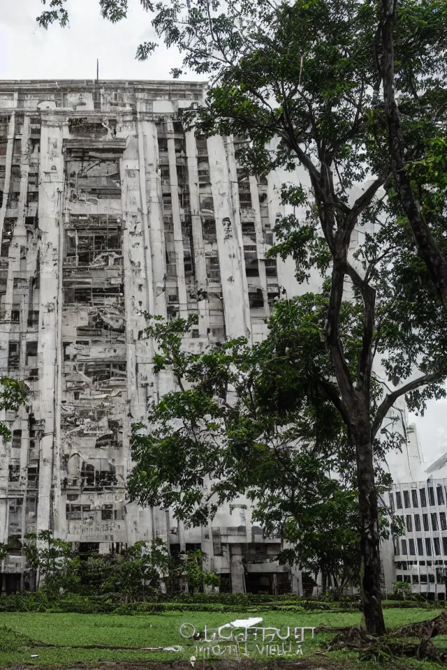 Image similar to a portrait of an abandoned de la salle university in the manila campus