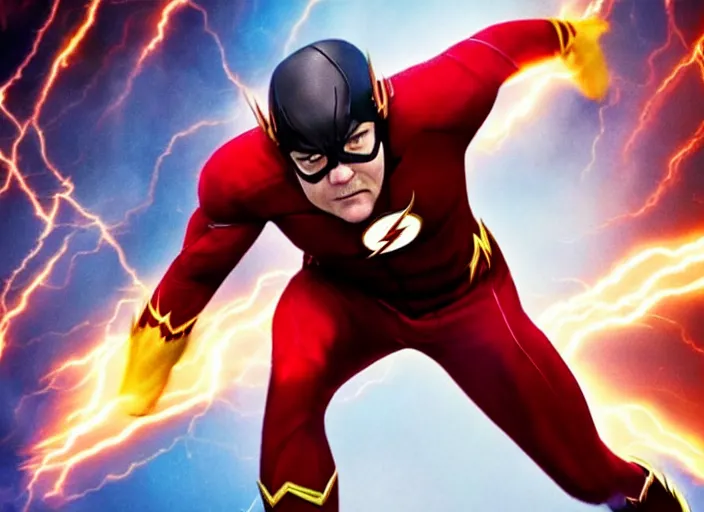 Image similar to film still of jack black as the flash in the new flash movie, 4 k