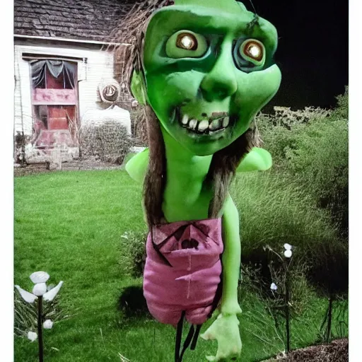 Image similar to looking out of your window and nightmare fuel standing in your garden at night, photo