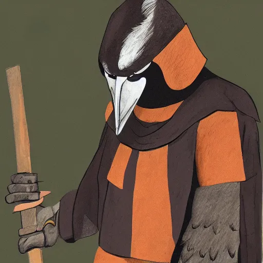 Image similar to a crow that is a warrior monk, dungeons and dragon, portrait