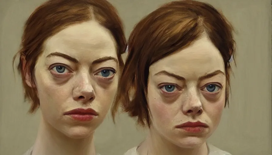 Prompt: painting by borremans, emma stone, detailed, stunning