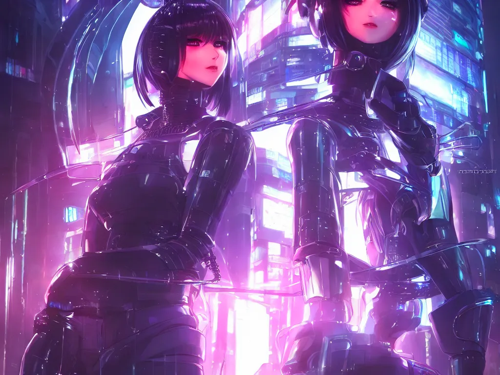 Prompt: portrait anime visual futuristic female cyber police, on cyberpunk neon light tokyo rooftop, ssci - fi and fantasy, intricate and very beautiful, human structure, concept art, sharp focus, anime by hentai - heaven and rossdraws and magali villeneuve and liya nikorov and luxearte, frostine engine