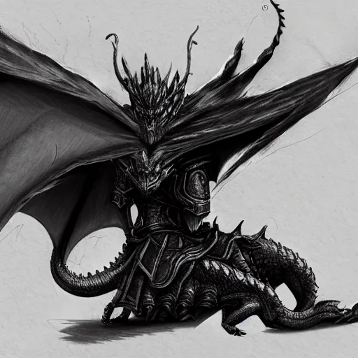 Prompt: dark souls boss riding a dragon, trending on artstation, dark fantasy, concept art