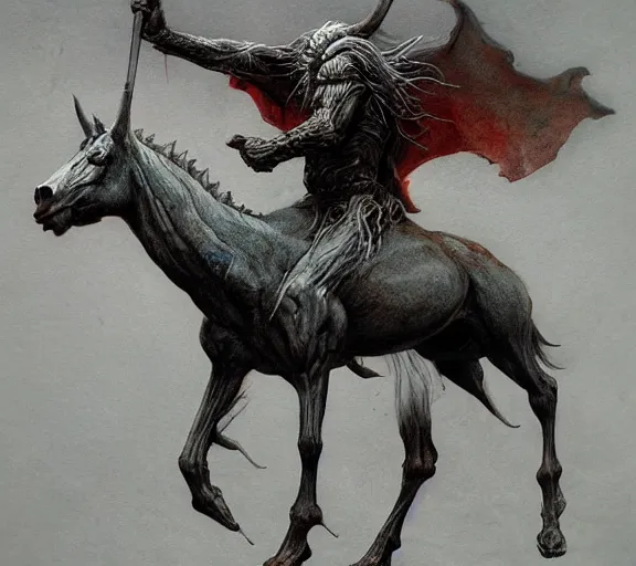 Prompt: centaur concept, full body concept, beksinski, wayne barlowe, adrian smith fantasy art, the hobbit art, lord of the ring art, the witcher concept art, trending on artstation, game of throne art