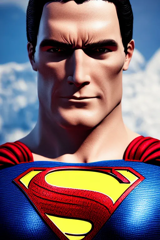 Image similar to superman face the protector, realistic, high definition, many details, dramatic scene, detailed and realistic hands, symmetrical face, realistic eyes, art of unreal engine 5