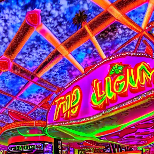 Image similar to tripping on LSD in vegas, 4K