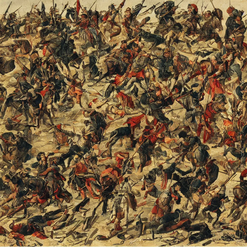 Image similar to a depiction of war in the style of zdislaw beksinksi