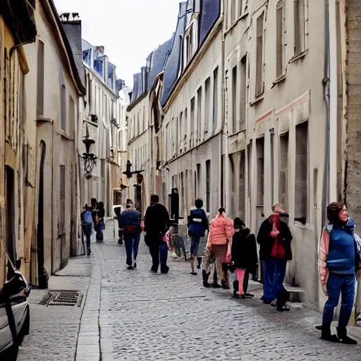 Prompt: people in a french street