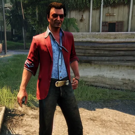 Prompt: Tommy Vercetti in Red Dead Redemption 2