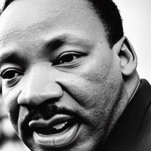 Prompt: UHD candid photo of Martin Luther King Jr. as Superman, accurate face UHD photorealistic correct face photo by Annie Leibowitz