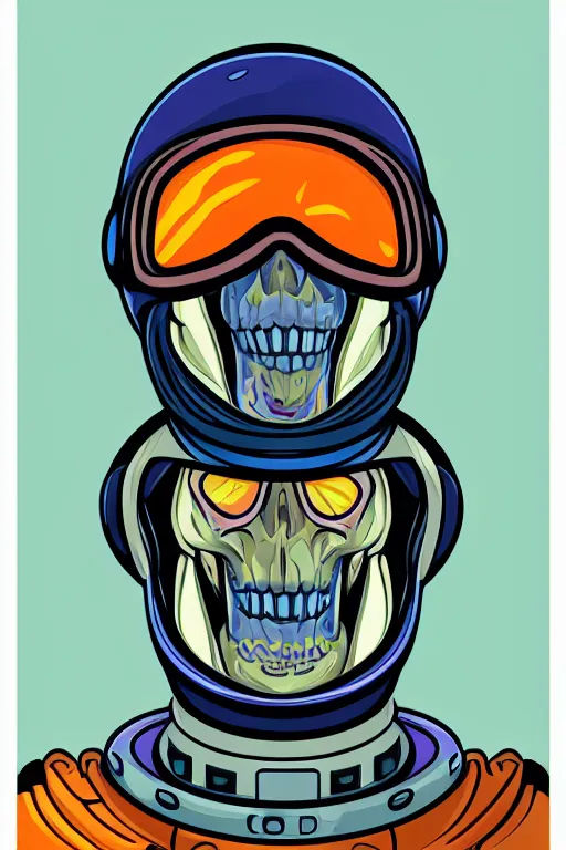 Image similar to portrait of a astronaut skeletor, art by ori toor, sticker, colorful, illustration, highly detailed, simple, smooth and clean vector curves, no jagged lines, vector art, smooth