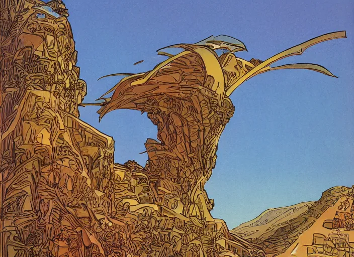 Prompt: Gran Canaria at the style of Moebius, fine details