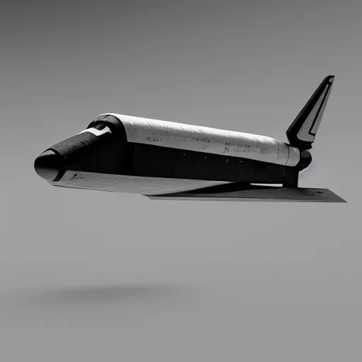 Prompt: retrofuturistic space shuttle, 3 d render, octane, ray tracing, ultra high detail, photorealistic, high resolution, 8 k