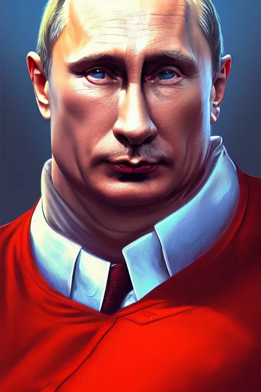 Image similar to vladimir putin as a robotnik dr eggman, realistic portrait, symmetrical, highly detailed, digital painting, artstation, concept art, smooth, sharp focus, illustration, cinematic lighting, art by artgerm and greg rutkowski and alphonse mucha