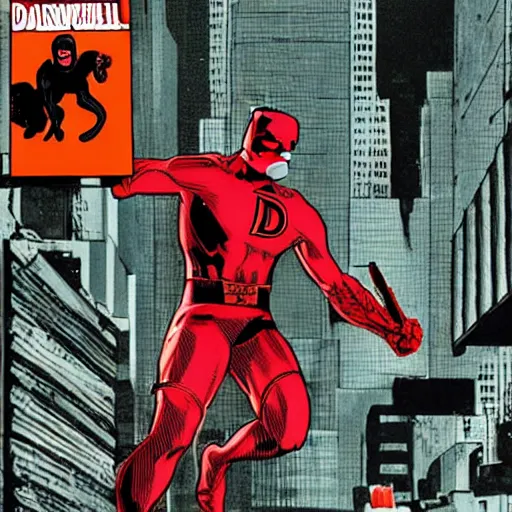 Image similar to detailed daredevil, comic book scene