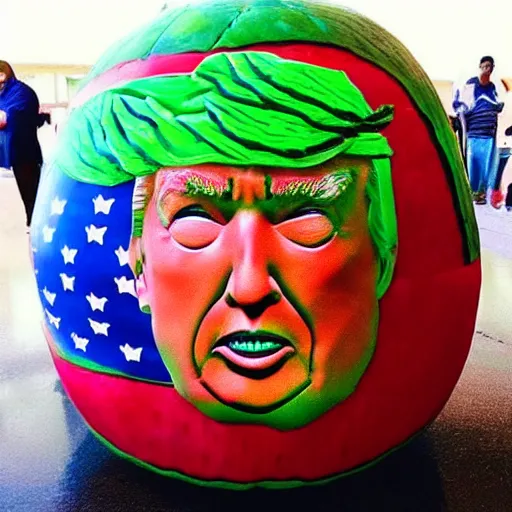 Image similar to watermelon carving of donald trump's face