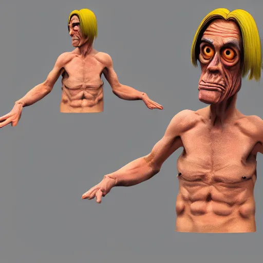 Prompt: iggy pop, 3D modeling character, full view, by Pixar