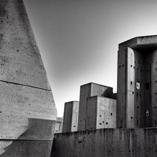 Prompt: scifi brutalist castle, photography