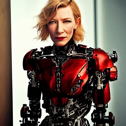 Image similar to mechanical war cyborg cate blanchett