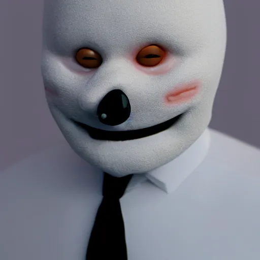 Image similar to a highly detailed humanoid snowman in business suit with black eyes and mouth, no nose, hyperrealism, professional, octane render, digital art