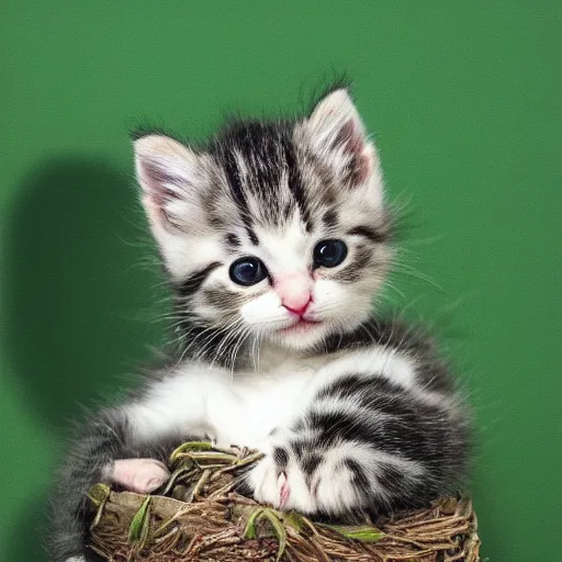 Prompt: kitten in a palm