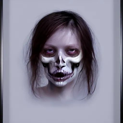 Image similar to portrait skull girl by petros afshar, hyper real, leng jun and singer sargent