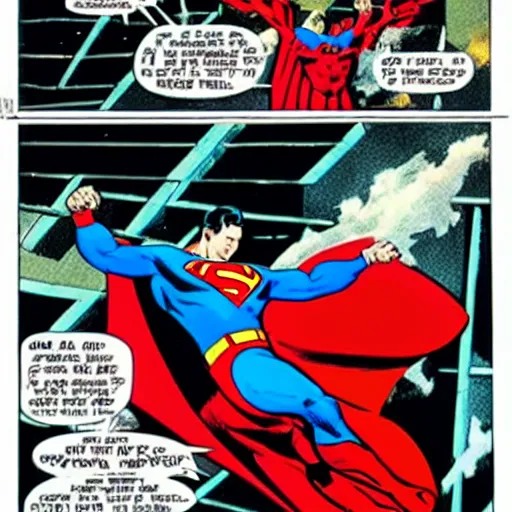 Prompt: stan lee throws superman through a building