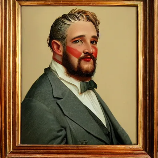 Image similar to a vintage portrait painting of a gentleman half ogre half man, art by john william godward and anna dittman and artgerm