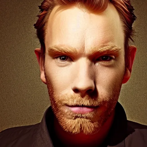Image similar to portrait of a giant egg with the face of ewan mcgregor, anthropomorphism, realistic, coherent,
