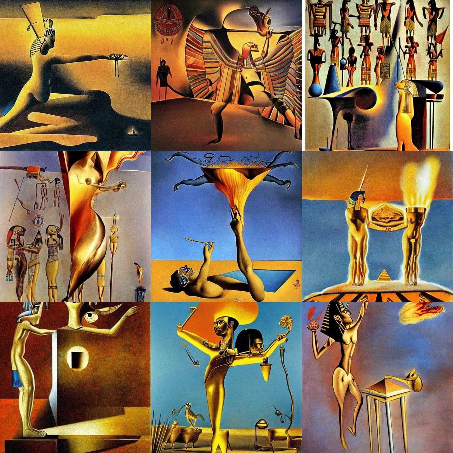 Prompt: an egyptian flaming, award winning art by salvador dali