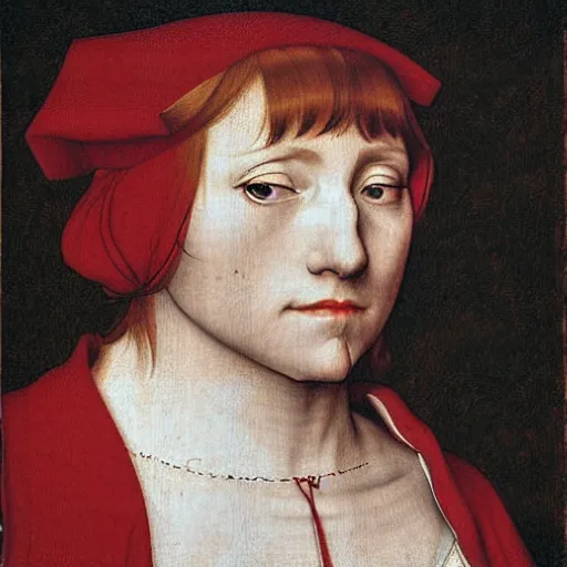 Image similar to red chalk skudy of a young woman. by hans holbein the younger.