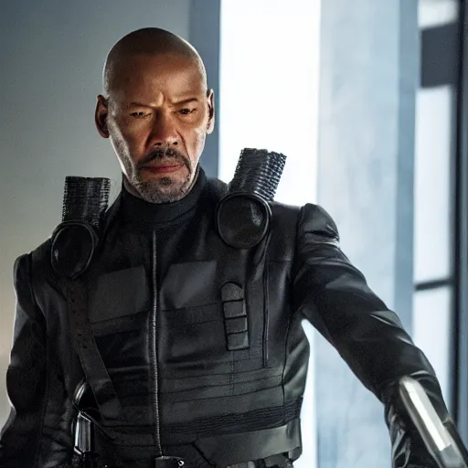 Image similar to keanu reeves as nick fury, 4 k, high detail, high - resolution photograph, professional photography, ultra - detail