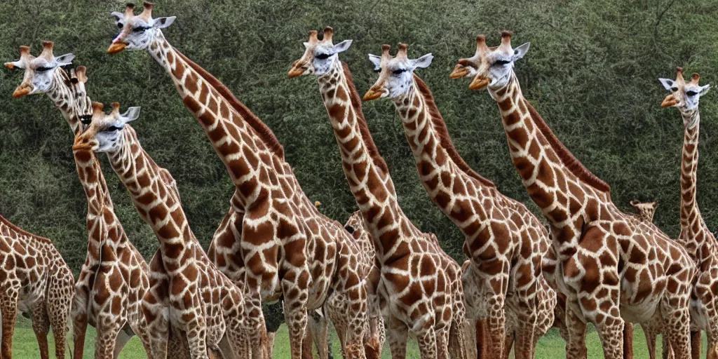 Image similar to giraffe army