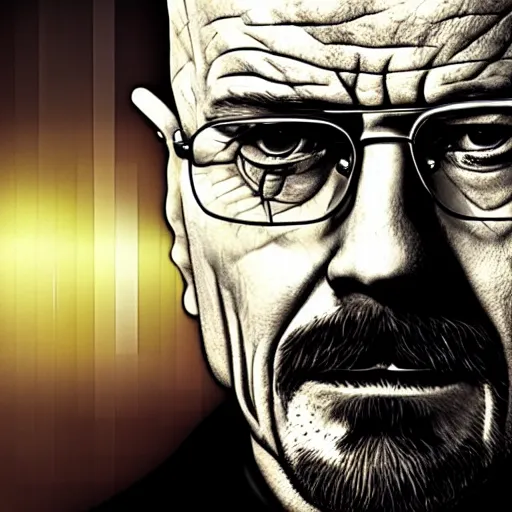 Image similar to walter white from breaking bad synth wave, cyberpunk, 4 k, hyper realistic