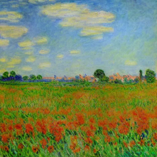 Prompt: monet landscape with french fries