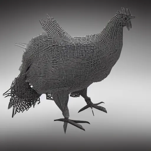 Image similar to 4 th dimensional chicken render, wireframe, unreal engine