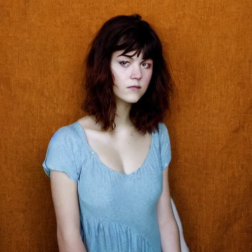 Image similar to a masterpiece portrait photo of a beautiful young woman who looks like a manic pixie dream girl mary elizabeth winstead, symmetrical face