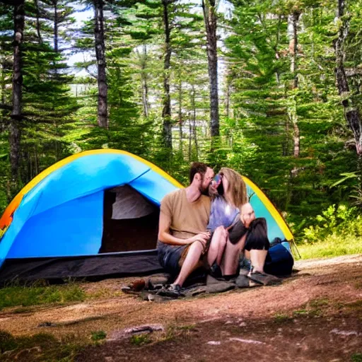 Image similar to a cute couple camping in northern maine