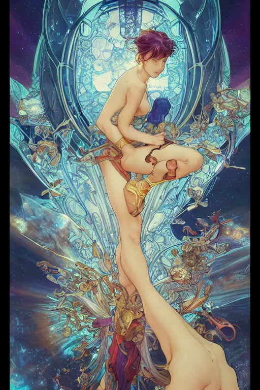 Prompt: waiting for loves lost, by artgerm and yoshitaka amano and moebius and alphonse mucha, hyperdetailed, dc comics, ornate, nebula, explosions in the sky, trending on artstation