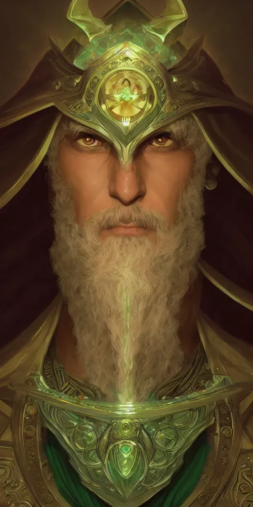 Image similar to sinister male mage, viscount, ancient, sand, emerald, magic, intricate, highly detailed, digital painting, artstation, concept art, smooth, sharp focus, illustration, Unreal Engine 5, 8K, art by artgerm and greg rutkowski and alphonse mucha