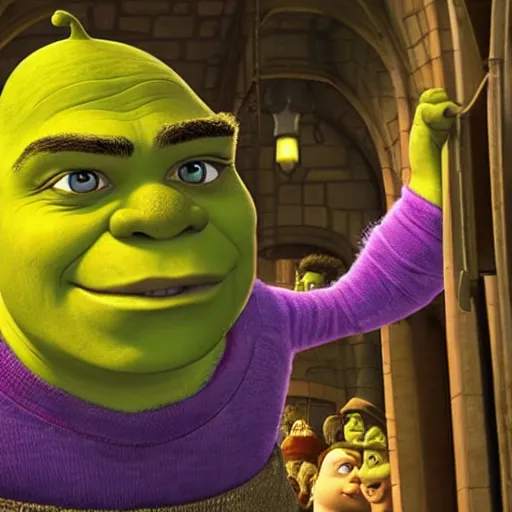 Prompt: shrek in the movie harry potter and the philosopher's stone 8 k