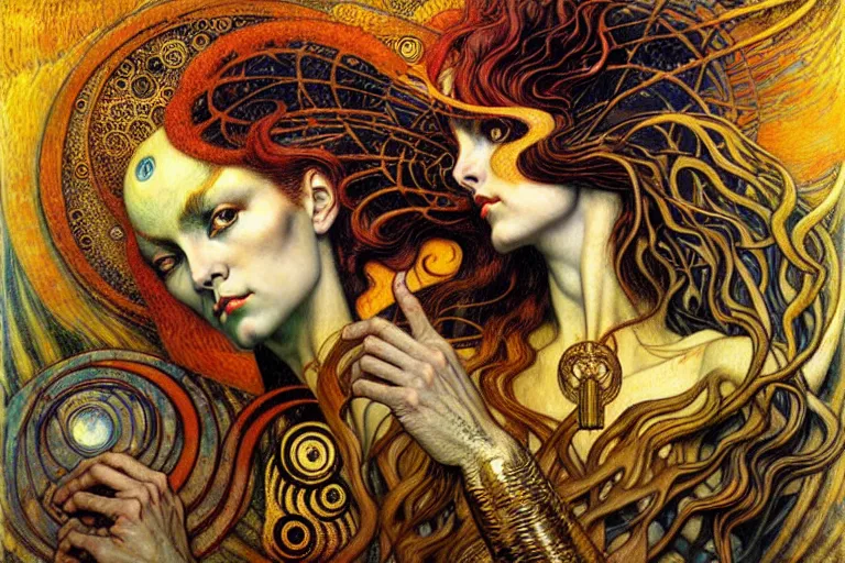 Image similar to Divine Chaos Engine by Karol Bak, Jean Delville, William Blake, Gustav Klimt, and Vincent Van Gogh, symbolist, visionary