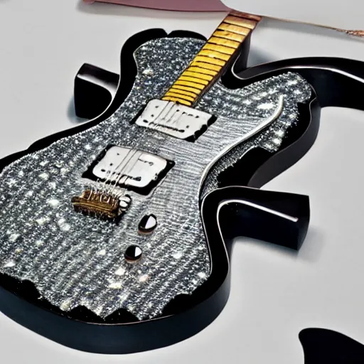 Image similar to an electric guitar made entirely out of diamonds