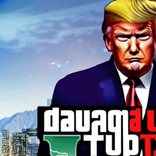 Image similar to donald trump as a mob boss, gta 5 cover