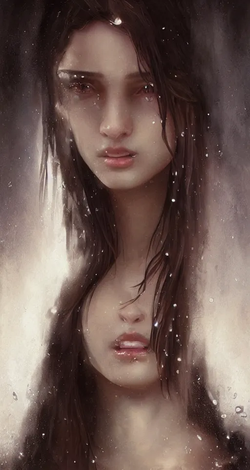 Image similar to The most beautiful arabian girl in the world crying water, portrait ,digital art,ultra realistic,ultra detailed, ultra wide Lens, art by greg rutkowski